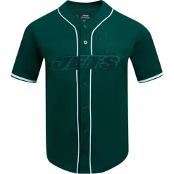 New York Jets Sweaters & Dress Shirts^Men's Pro Standard Green Triple Tonal Mesh Button-Up Shirt