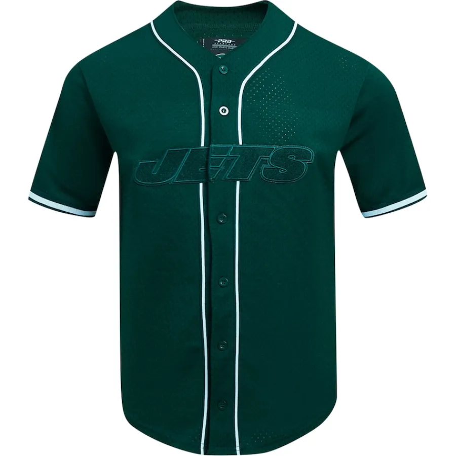 New York Jets Sweaters & Dress Shirts^Men's Pro Standard Green Triple Tonal Mesh Button-Up Shirt