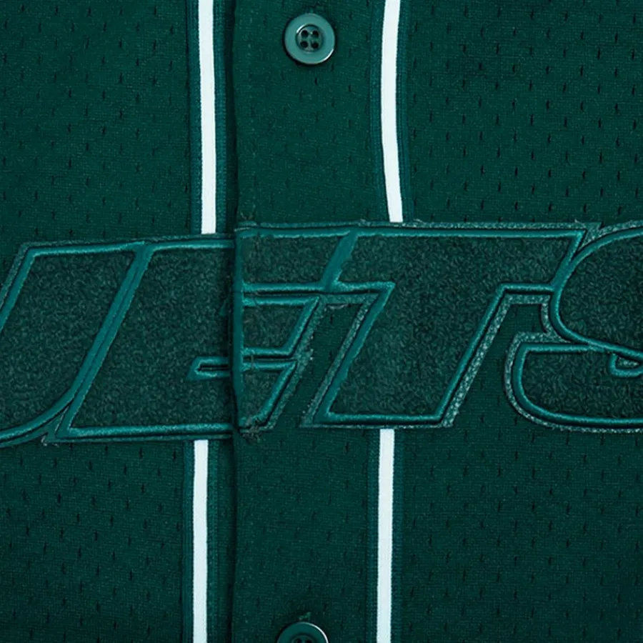 New York Jets Sweaters & Dress Shirts^Men's Pro Standard Green Triple Tonal Mesh Button-Up Shirt
