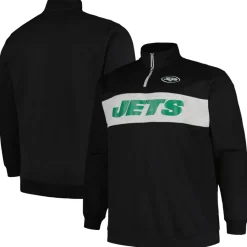 New York Jets Jackets | Sweatshirts & Fleece^Men's Profile Black Big & Tall Fleece Quarter-Zip Jacket