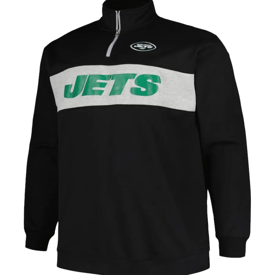 New York Jets Jackets | Sweatshirts & Fleece^Men's Profile Black Big & Tall Fleece Quarter-Zip Jacket