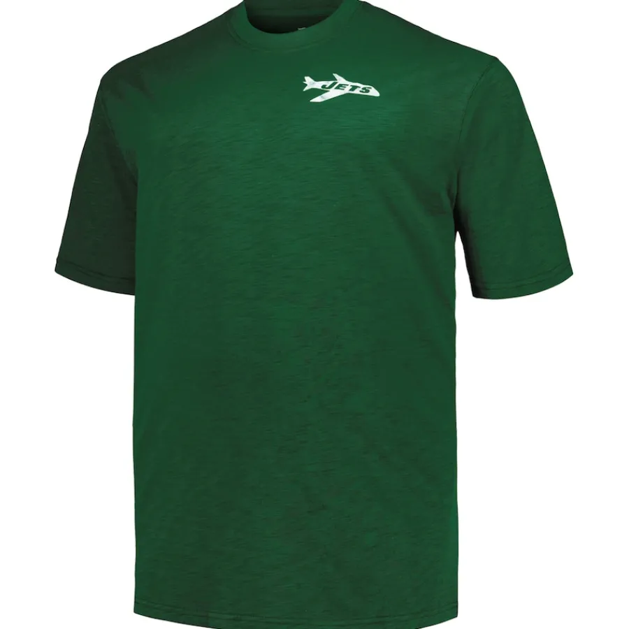 New York Jets Big & Tall^Men's Profile Green Big & Tall Two-Hit Throwback T-Shirt