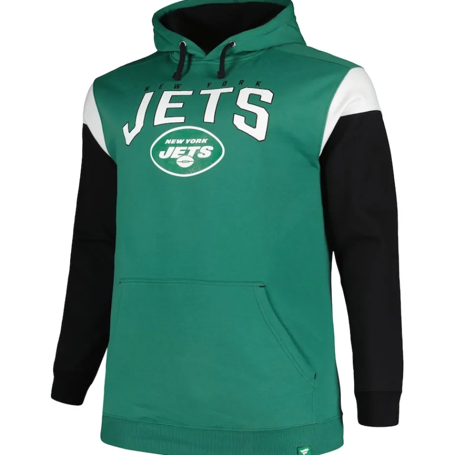 New York Jets Sweatshirts & Fleece | Men^Men's Profile Green Big & Tall Trench Battle Pullover Hoodie