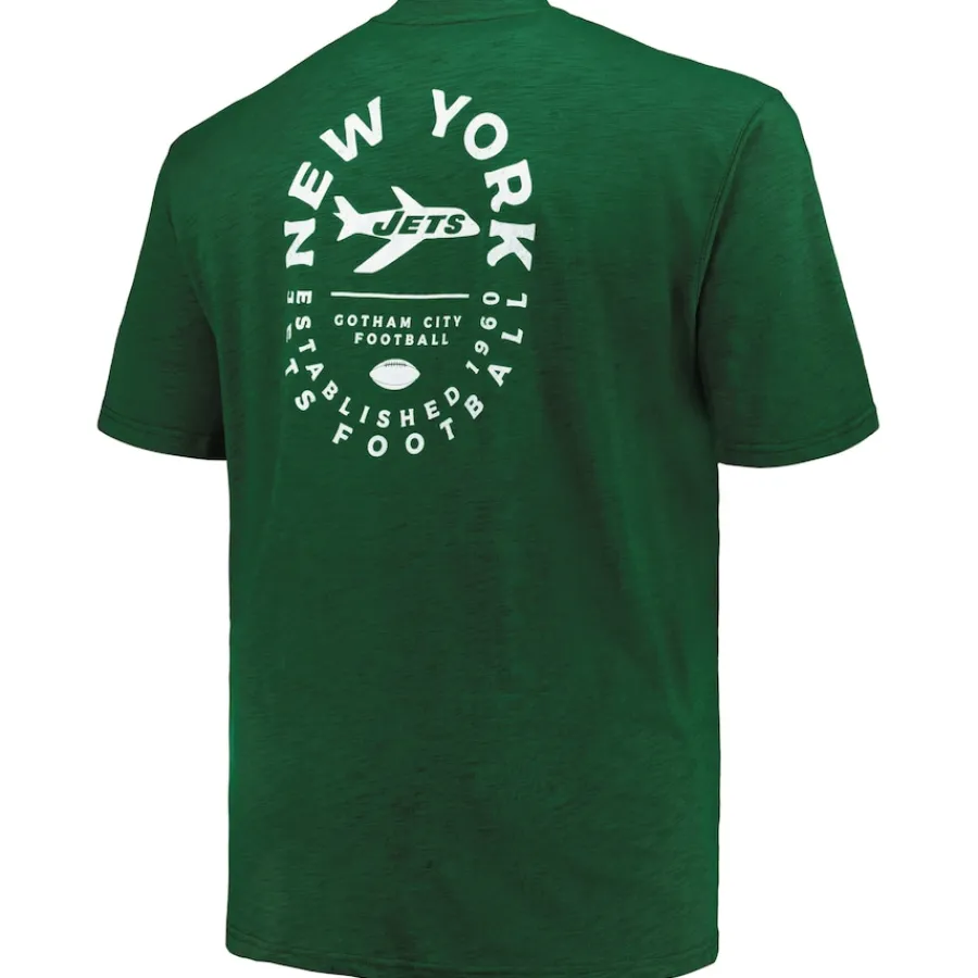New York Jets Big & Tall^Men's Profile Green Big & Tall Two-Hit Throwback T-Shirt
