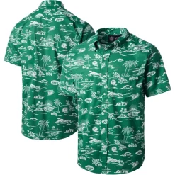 New York Jets Polos^Men's Reyn Spooner Green Throwback Pua Performance Polo