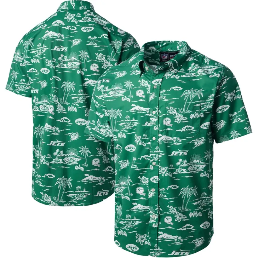 New York Jets Polos^Men's Reyn Spooner Green Throwback Pua Performance Polo