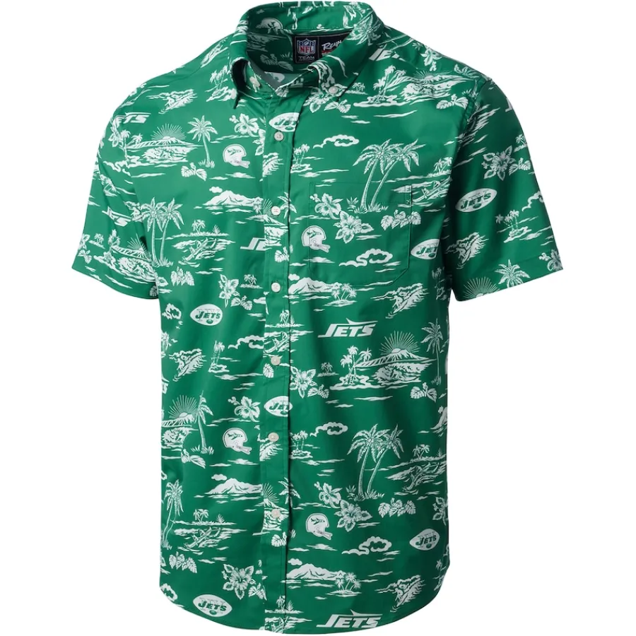 New York Jets Polos^Men's Reyn Spooner Green Throwback Pua Performance Polo