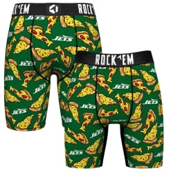 New York Jets Underwear & Sleepwear^Men's Rock Em Socks Green NY Style Pizza Boxer Briefs