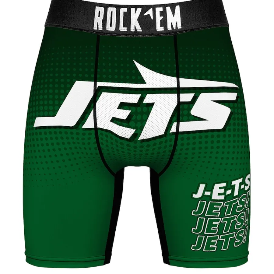 New York Jets Underwear & Sleepwear | Underwear & Sleepwear^Men's Rock Em Socks Green Two-Pack Mascot Slogan Boxer Briefs