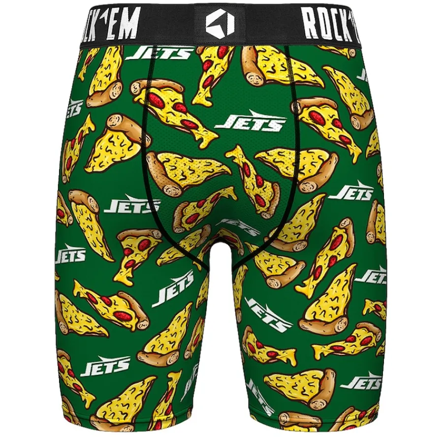 New York Jets Underwear & Sleepwear^Men's Rock Em Socks Green NY Style Pizza Boxer Briefs