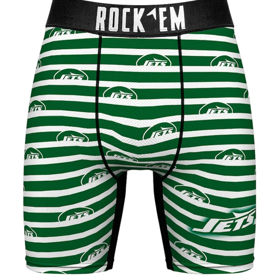 New York Jets Underwear & Sleepwear | Underwear & Sleepwear^Men's Rock Em Socks Green Two-Pack Mascot Slogan Boxer Briefs