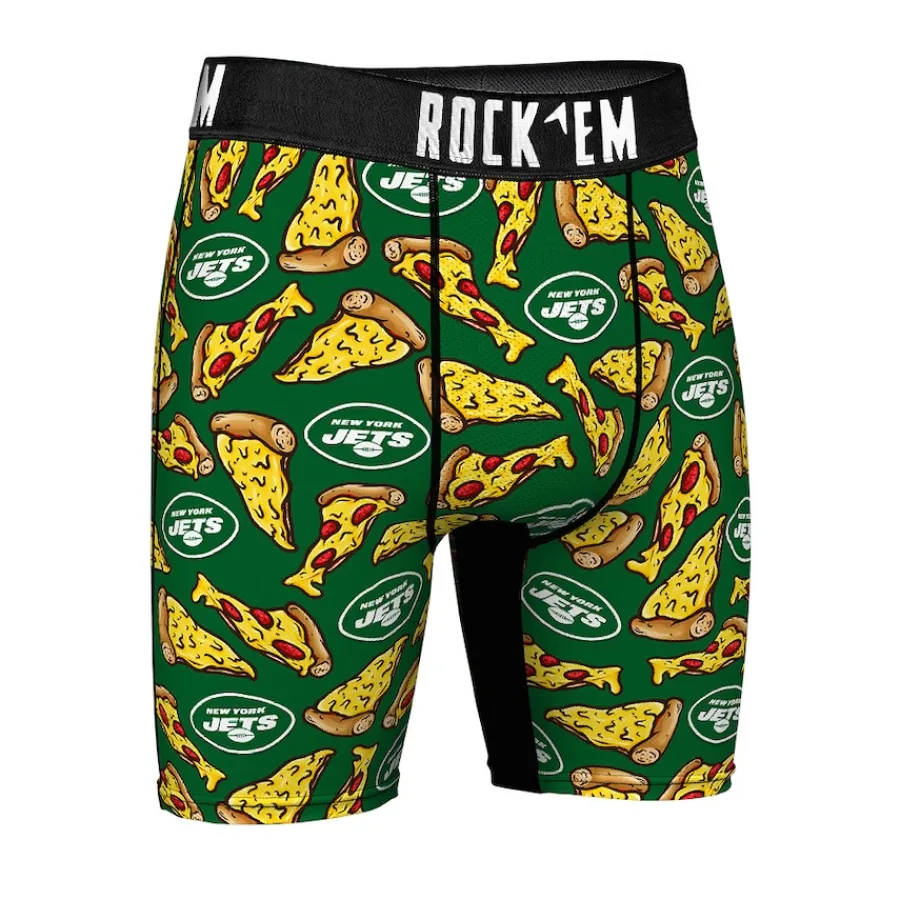 New York Jets Underwear & Sleepwear^Men's Rock Em Socks Green NY Style Pizza Boxer Briefs