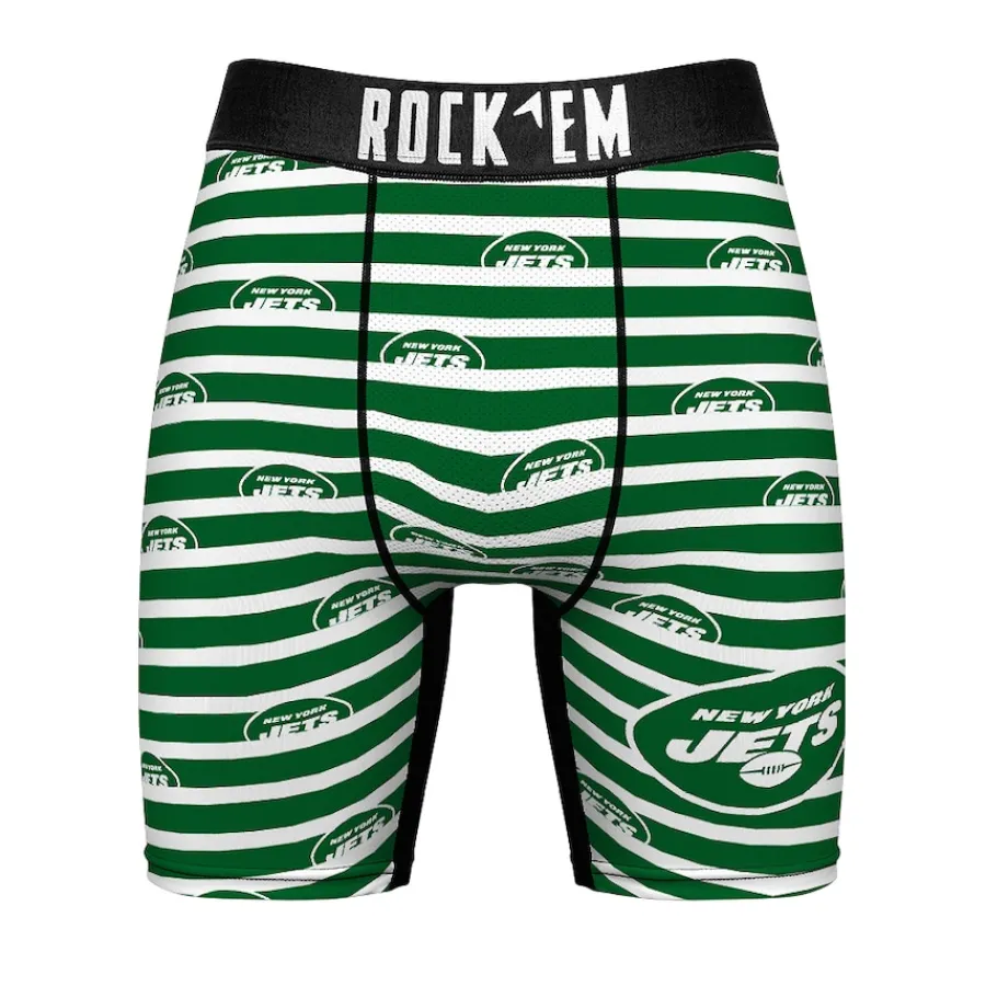 New York Jets Underwear & Sleepwear | Underwear & Sleepwear^Men's Rock Em Socks Green Two-Pack Mascot Slogan Boxer Briefs