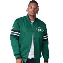 New York Jets Jackets^Men's Starter Green Scout I Full-Snap Varsity Jacket