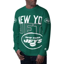 New York Jets Long Sleeved^Men's Starter Green Clutch Hit Long Sleeve T-Shirt