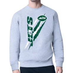 New York Jets Sweatshirts & Fleece | Men^Men's Starter Heather Gray Color Scratch Team Graphic Fleece Pullover Sweatshirt