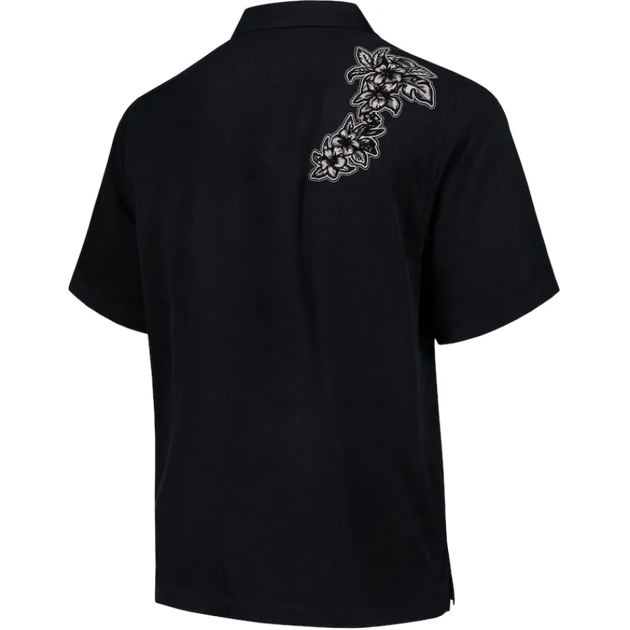 New York Jets Sweaters & Dress Shirts^Men's Tommy Bahama Black Hibiscus Camp Button-Up Shirt