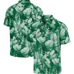 New York Jets Sweaters & Dress Shirts^Men's Tommy Bahama Green Bahama Coast Nuevo Fronds Camp Button-Up Shirt