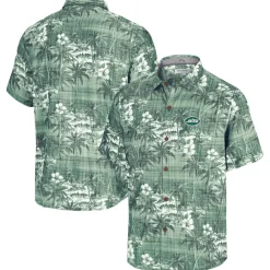 New York Jets Sweaters & Dress Shirts^Men's Tommy Bahama Green Coconut Point Isla Palmetta Camp Button-Up Shirt