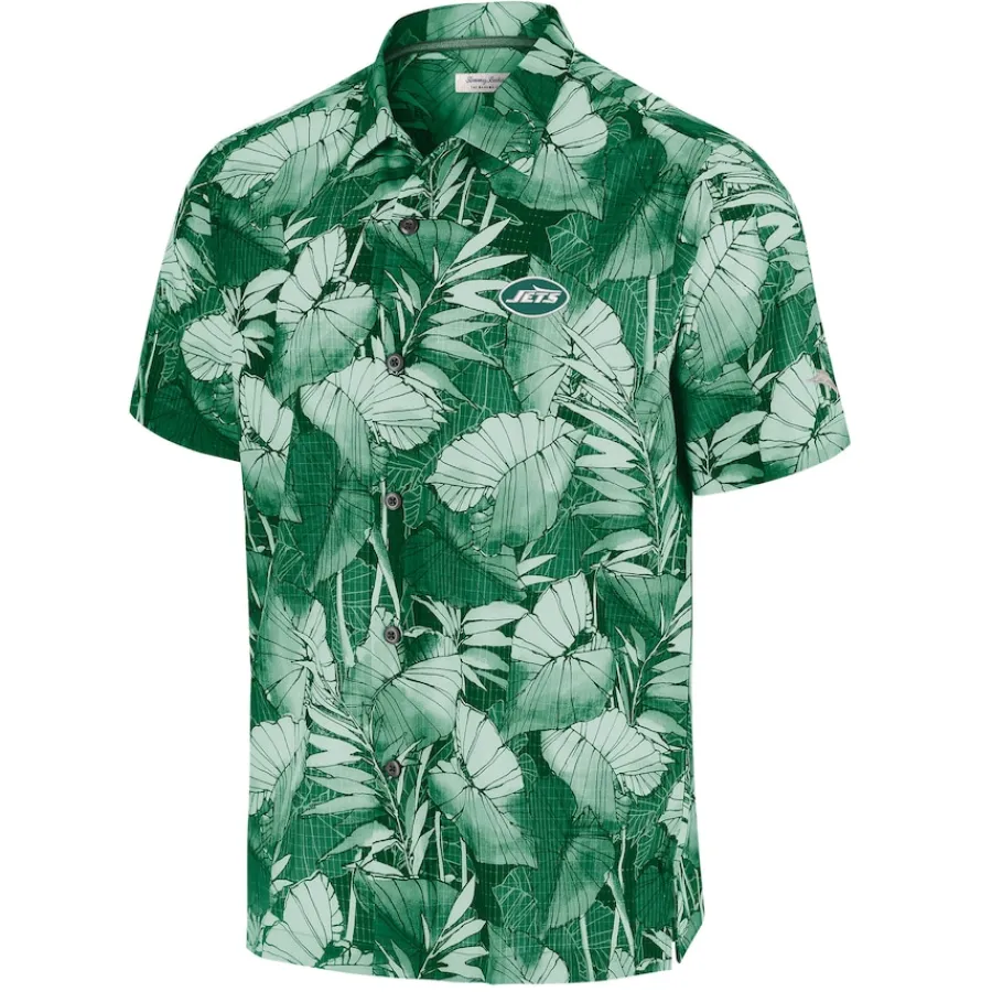 New York Jets Sweaters & Dress Shirts | Big & Tall^Men's Tommy Bahama Green Big & Tall Coast Nuevo Fronds IslandZone Button-Up Shirt