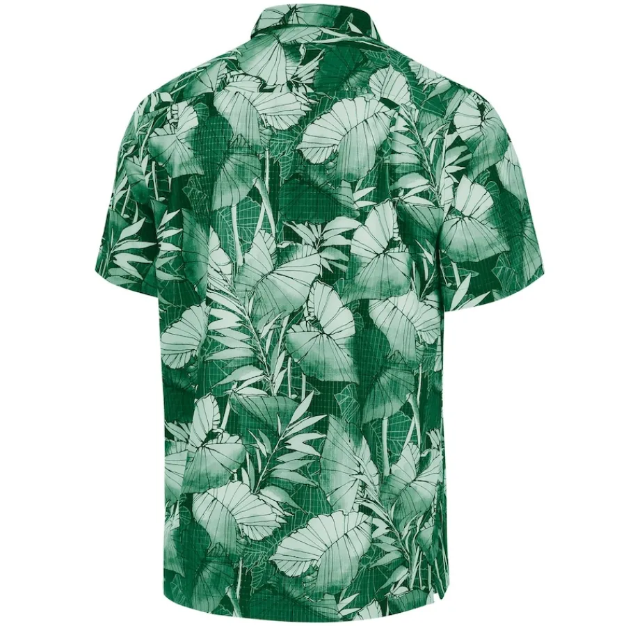 New York Jets Sweaters & Dress Shirts^Men's Tommy Bahama Green Bahama Coast Nuevo Fronds Camp Button-Up Shirt