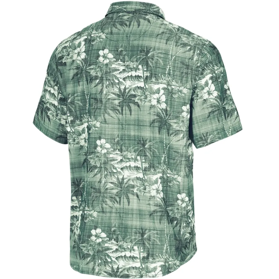 New York Jets Sweaters & Dress Shirts^Men's Tommy Bahama Green Coconut Point Isla Palmetta Camp Button-Up Shirt