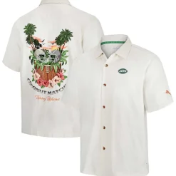 New York Jets Sweaters & Dress Shirts^Men's Tommy Bahama White Coconut Matchup Camp Button-Up Shirt