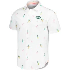 New York Jets Sweaters & Dress Shirts^Men's Tommy Bahama White Nova Wave Flocktail Button-Up Shirt