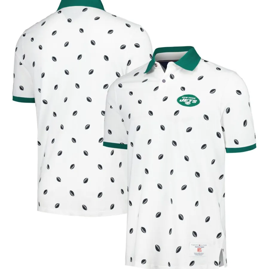 New York Jets Polos^Men's Tommy Hilfiger White Bryce Pique Polo