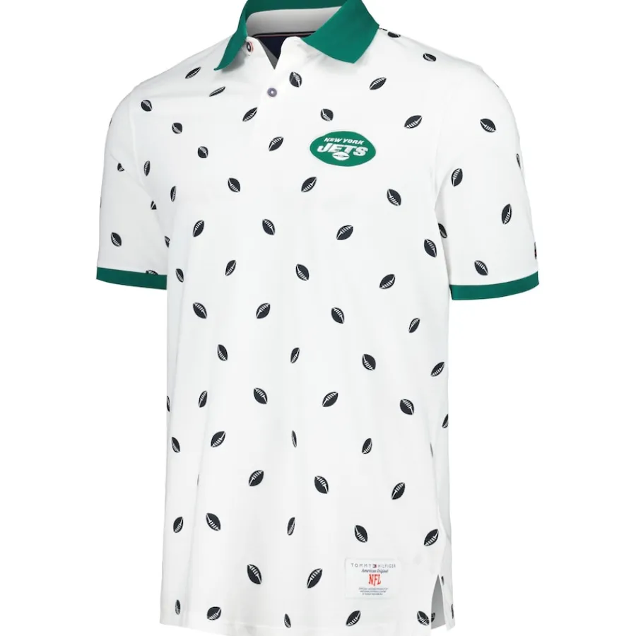 New York Jets Polos^Men's Tommy Hilfiger White Bryce Pique Polo