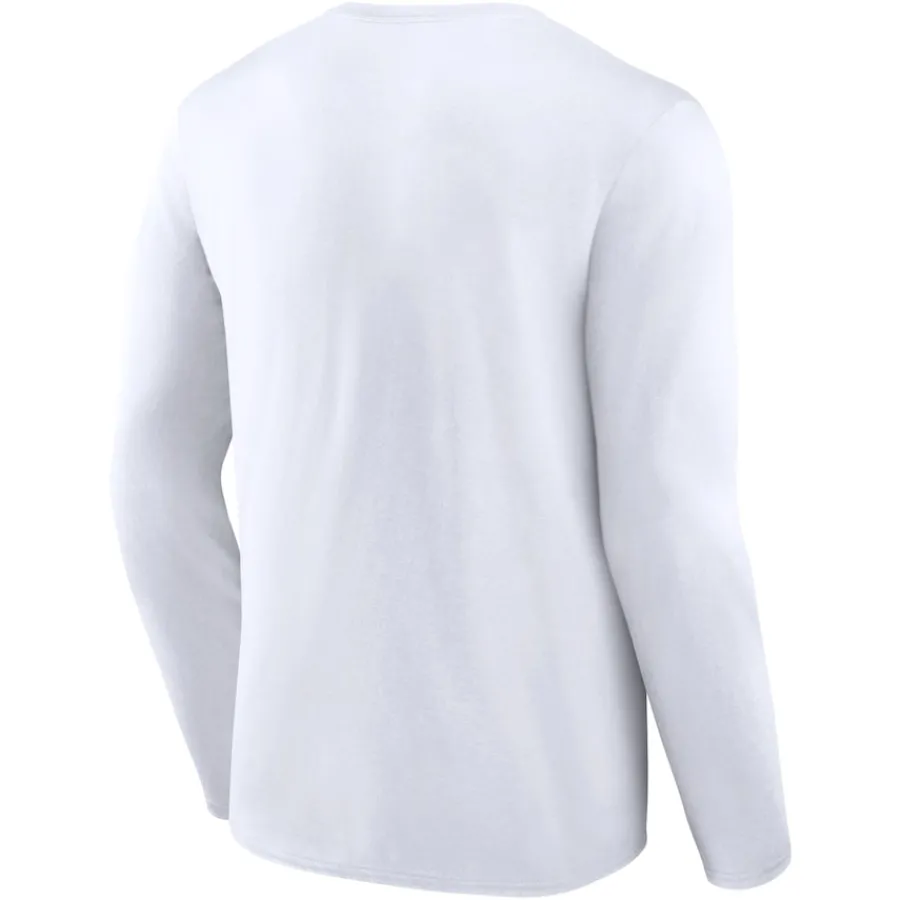 New York Jets Long Sleeved^Men's White Logo Team Lockup Long Sleeve T-Shirt