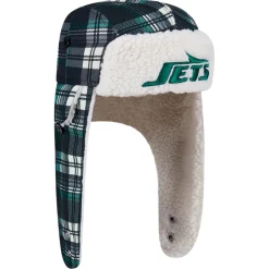 New York Jets Hats | Men^New Era Black Sideline Plaid Sherpa Trapper Hat