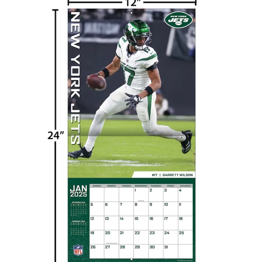 New York Jets Office Accessories | Calendars^ 2024-2025 12” X 12” Team Wall Calendar