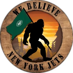 New York Jets Wall Art | Wall Art^ 12'' We Believe Bigfoot Circle Sign