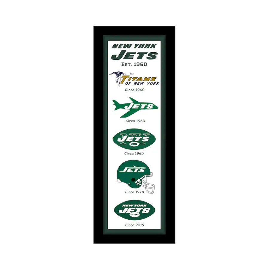 New York Jets Wall Art | Wall Art^ 8" X 26" Established Date And Heritage Framed Wall Art