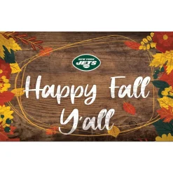 New York Jets Holiday Items | Holiday Decorations^ 11'' X 19'' Happy Fall Y'all Sign