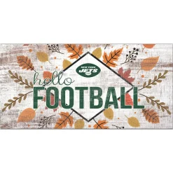 New York Jets Holiday Items | Holiday Decorations^ 6'' X 12'' Hello Football Wall Art