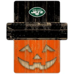 New York Jets Holiday Items | Holiday Decorations^ 12" X 12" Jack-O-Lantern Display