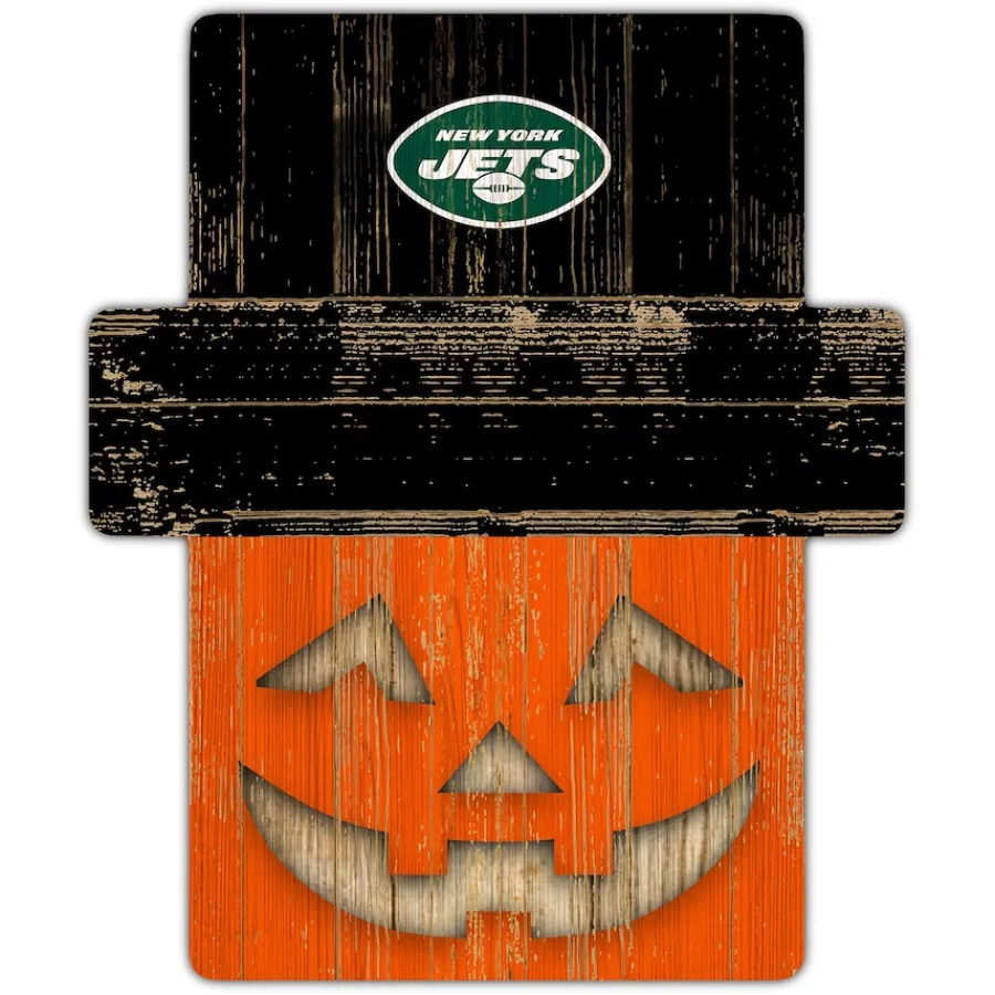 New York Jets Holiday Items | Holiday Decorations^ 12" X 12" Jack-O-Lantern Display