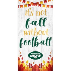 New York Jets Holiday Items | Holiday Decorations^ 6'' X 12'' Not Fall Without Football Sign