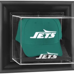 New York Jets Display Cases^ Black Framed Wall-Mounted Logo Cap Display Case