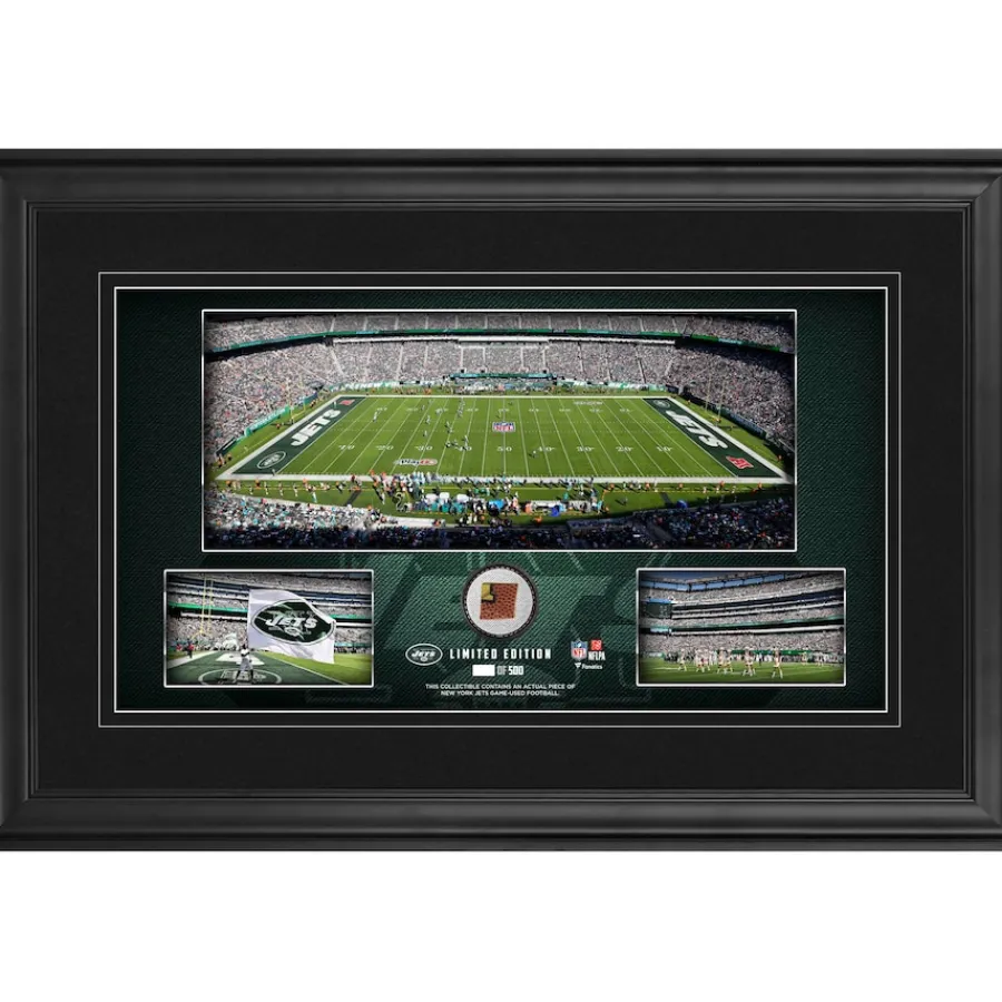 New York Jets Wall Art | Photos^ Framed 10" X 18" Stadium Panoramic Collage With Game-Used Football - Limited Edition Of 500