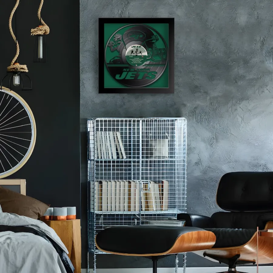 New York Jets Wall Art | Wall Art^ Framed 13" X 13" Vinyl Record Art Print