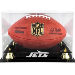 New York Jets Display Cases^ Golden Classic Team Logo Football Display Case