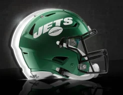 New York Jets Lighting^ LED Helmet Tabletop Sign