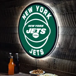 New York Jets Lighting^ LED XL Round Wall Décor