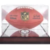 New York Jets Display Cases^ Mahogany Football Logo Display Case With Mirror Back