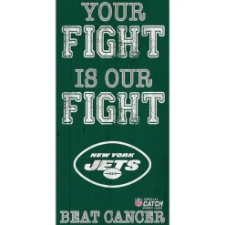 New York Jets Wall Art | Wall Art^ NFL Crucial Catch 6'' X 12'' Your Fight Is Our Fight Beat Cancer Sign