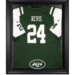 New York Jets Display Cases^ Throwback Logo 1998 - 2018 Black Frame Jersey Display Case