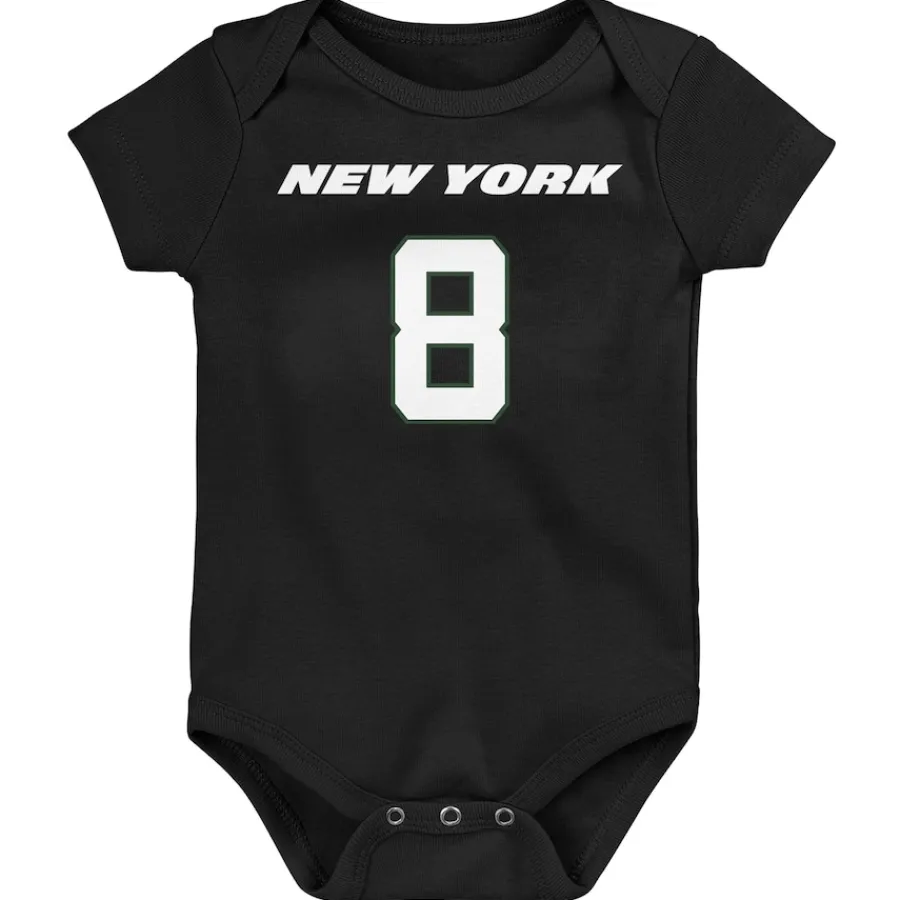 Kids New York Jets Rompers^Newborn & Infant Aaron Rodgers Black Mainliner Player Name & Number Bodysuit